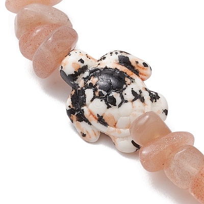 Natural Peach Moonstone Chips Beads Stretch Bracelets BJEW-JB11245-03-1