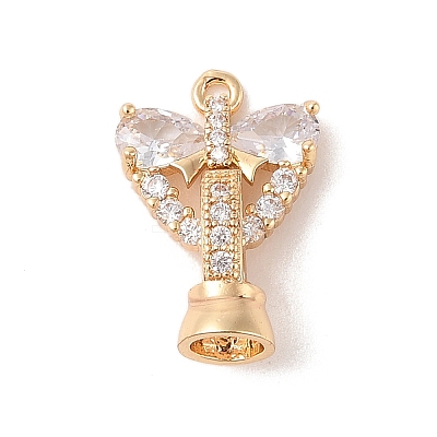 Golden Brass Micro Pave Cubic Zirconia Fold Over Clasps KK-B100-037G-1