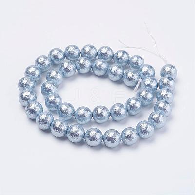Wrinkle Textured Shell Pearl Beads Strands BSHE-E016-8mm-M-1