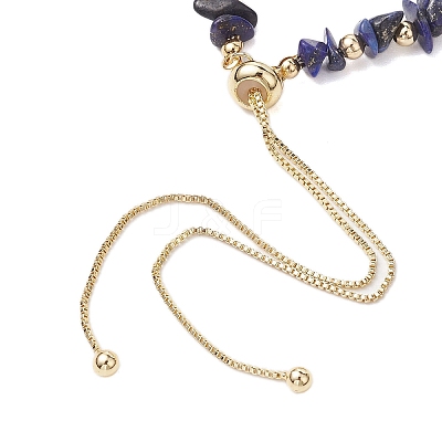 Adjustable Natural Lapis Lazuli Chips Beaded Slider Bracelets for Women BJEW-JB10489-1