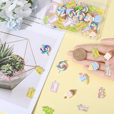 60Pcs 10 Styles Resin Pendants RESI-SC0002-82-1