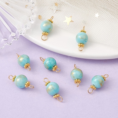 Natural Mashan Jade Connector Charms PALLOY-YW0001-57-1