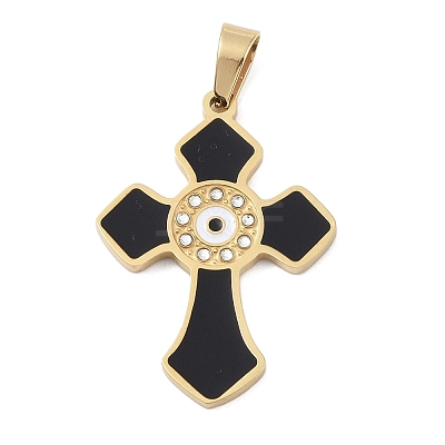 Ion Plating(IP) 304 Stainless Steel Enamel Rhinestone Pendants STAS-Q325-05B-G-1