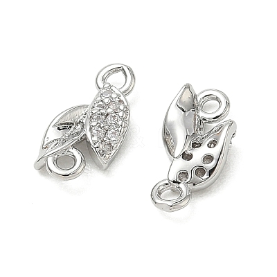 SHEGRACE Brass Micro Pave Clear Cubic Zirconia Connector Charms XGRQ3D318-509P-1