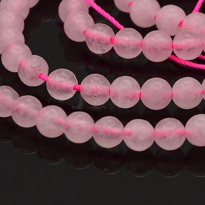 Round Natural Rose Quartz Beads Strands G-N0120-07-4mm-1