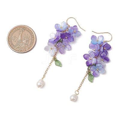 Shell Pearl Dangle Earrings EJEW-TA00617-01-1