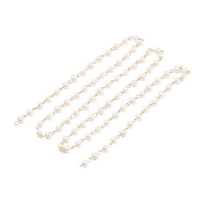 Handmade Natural Freshwater Pearl Beaded Chains AJEW-JB01088-01-1