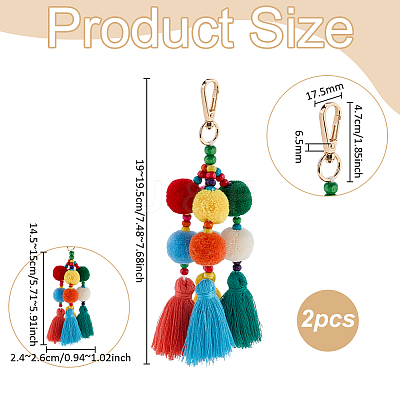 Cotton Tassels Pendant Decorations HJEW-WH0102-014-1