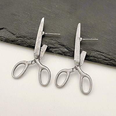 Alloy Scissor Stud Earrings for Unisex EJEW-V006-07-1