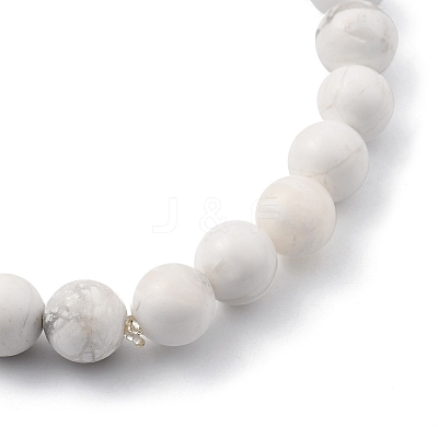 Men's Natural Howlite & Lava Rock Stretch Beaded Bracelets Sets BJEW-JB05429-1