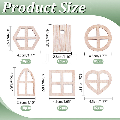 60Pcs 6 Styles Wood Elf Door WOOD-WR0001-29-1
