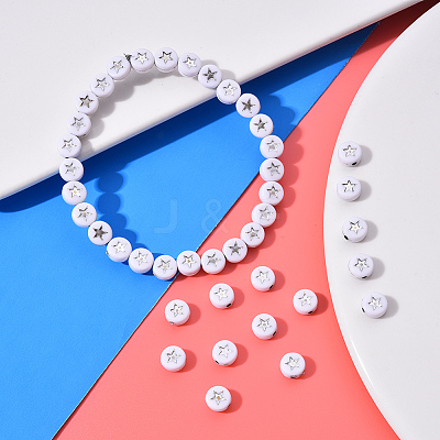 White Opaque Acrylic Beads PACR-YW0001-04B-1