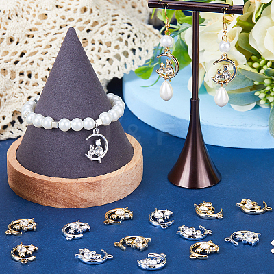 36Pcs 2 Colors Alloy with Rhinestone Pendants RB-SC0001-09-1