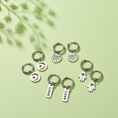 Non-Tarnish 304 Stainless Steel Dangle Hoop Earrings for Women EJEW-JE05037-1