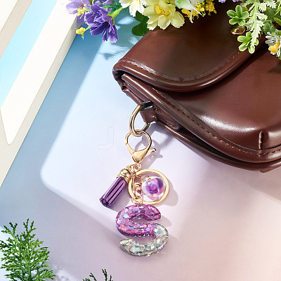 Alloy Resin Heart Keychains KEYC-TADJ0002-01G-S-1