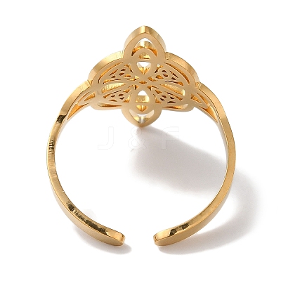 304 Stainless Steel Witch Knot Open Cuff Rings for Women X-AJEW-U005-01G-1