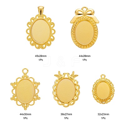 5Pcs 5 Style Alloy Pendant Cabochon Settings FIND-FS0001-05G-1
