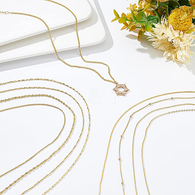 9Pcs 9 Style Brass Chain Necklaces Set for Men Women NJEW-BC0001-08-1