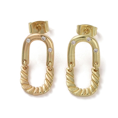 Brass Micro Pave Cubic Zirconia Dangle Stud Earrings EJEW-H308-07G-1
