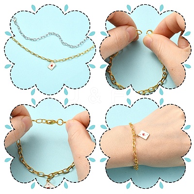 10Pcs Iron Cable Chain Bracelets IFIN-YW0004-03G-1