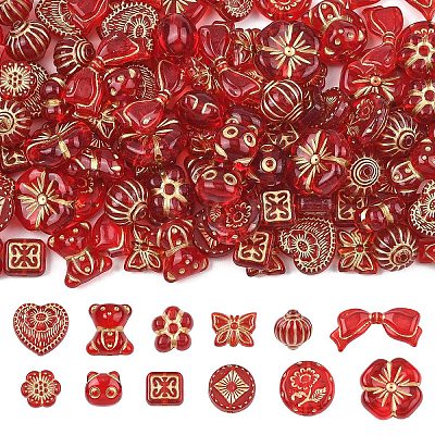 120Pcs 12 Styles Plating Acrylic Beads OACR-YW0004-26-1