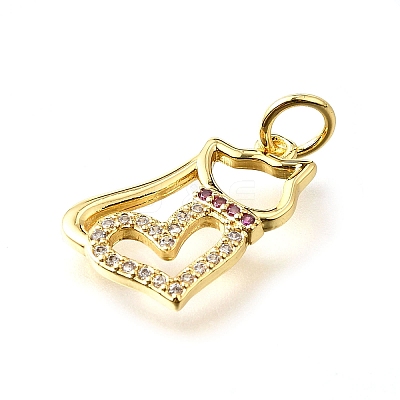 Brass Micro Pave Cubic Zirconia Pendants KK-V007-005G-01-1