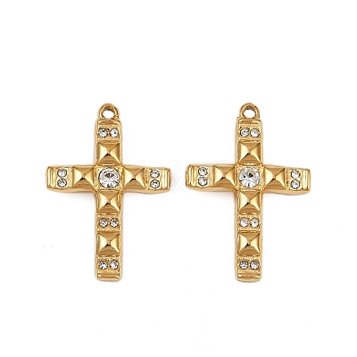 304 Stainless Steel Rhinestone Pendants STAS-L290-38G-1