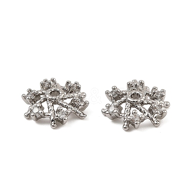 Brass Micro Pave Clear Cubic Zirconia Bead Caps KK-K374-24P-1