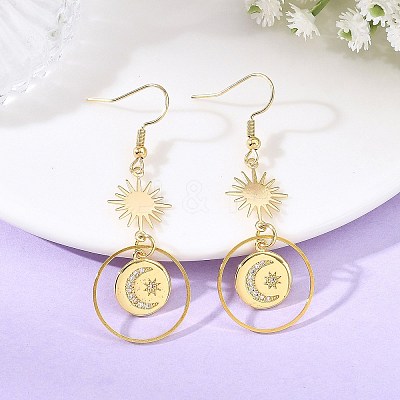 Celestial Brass & 304 Stainless Steel Dangle Earrings EJEW-JE07344-1