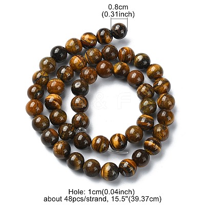 Natural Grade AB Tiger Eye Round Beads Strands G-YW0001-58B-1