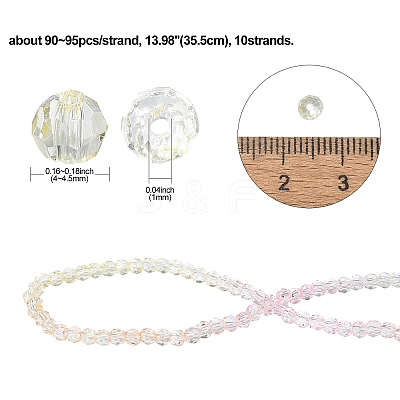 10 Strands Transparent Gradient Color Glass Beads Strands GLAA-CJ0002-09C-1