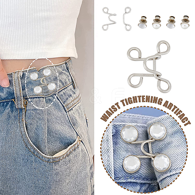 6 Sets 4 Style Adjustable Waist Extender Buckle for Jeans DIY-FH0005-08-1