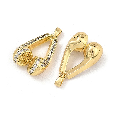 Brass Micro Pave Clear Cubic Zirconia Pendants CU-L277-12G-1