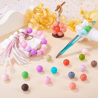 45Pcs 3 Colors Round Silicone Focal Beads SIL-TAD0001-01A-1