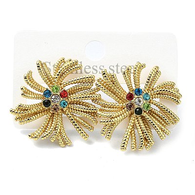 304 Stainless Steel Micro Pave Clear Cubic Zirconia Stud Earrings For Women EJEW-B112-02G-03-1