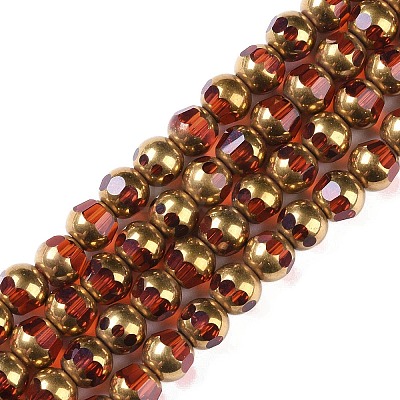 Electroplate Glass Beads Strands X-EGLA-Q128-04A-FP02-1