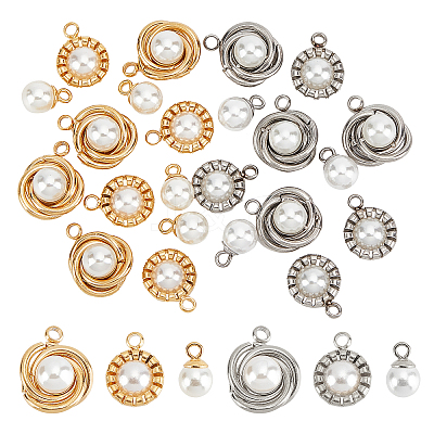 24Pcs 3 Style 2 Color 304 Stainless Steel Pendants STAS-DC0005-55-1