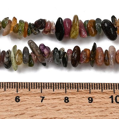 Natural Multicolor Tourmaline Chips Beads Strands F082-01-1