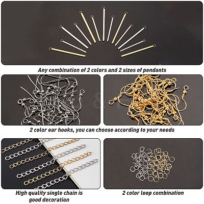 Vertical Bar Drop Earring DIY Making Kit DIY-UN0003-04-1