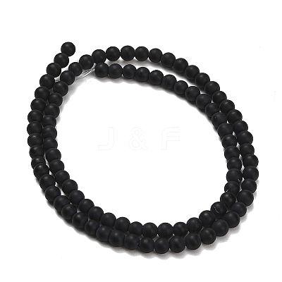 Frosted Natural Black Agate(Dyed & Heated) Beads Strands G-C289-B04-4mm-1