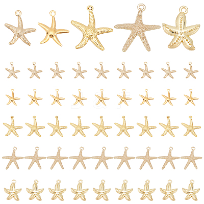 50Pcs 5 Style Iron & Alloy & Brass Pendants FIND-PH0005-62-1