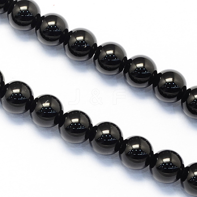 Round Natural Dyed & Heated Black Onyx Stone Beads Strands X-G-S119-8mm-1