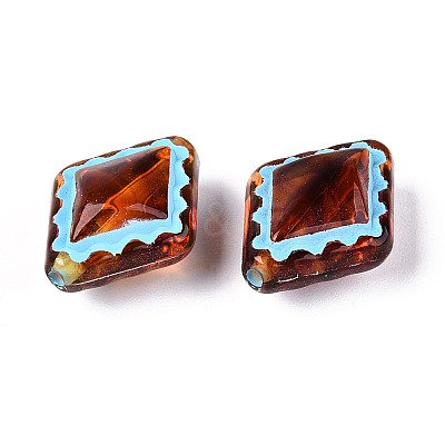 Painted Transparent Acrylic Beads OACR-T029-03H-1