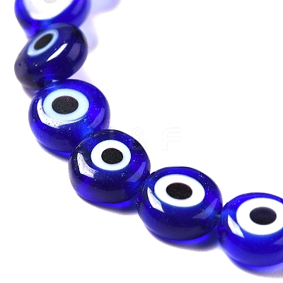 Handmade Evil Eye Lampwork Flat Round Bead Strands X-LAMP-L058-6mm-04-1
