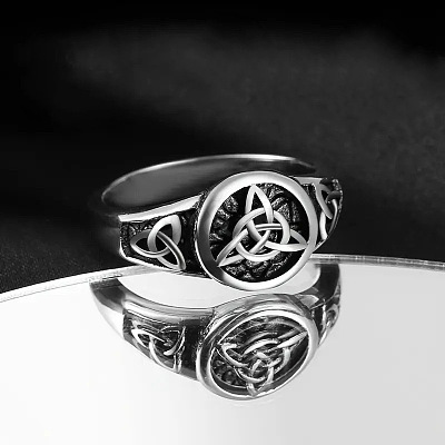 Round with Knot Pattern Brass Finger Rings FS-WG1EEAC-04-1