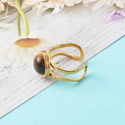 Natural & Synthetic Mixed Gemstones Cuff Ring RJEW-JR00366-1