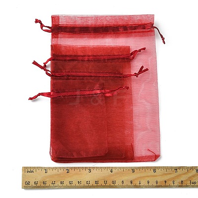 30Pcs 4 Styles Rectangle Organza Bags Jewellery Storage Pouches Wedding Favour Party Mesh Drawstring Gift OP-FS0001-01A-1