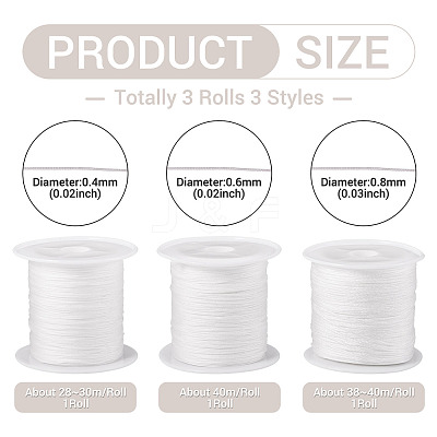 3 Rolls 3 Styles Nylon Braided Cord NWIR-TADJ00001-01-1