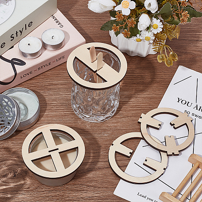 2 Sets Plywood Candle Wick Holders AJEW-BC0007-87B-1