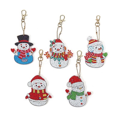 Christmas Theme DIY Diamond Painting Keychain Kit DRAW-PW0007-06A-1